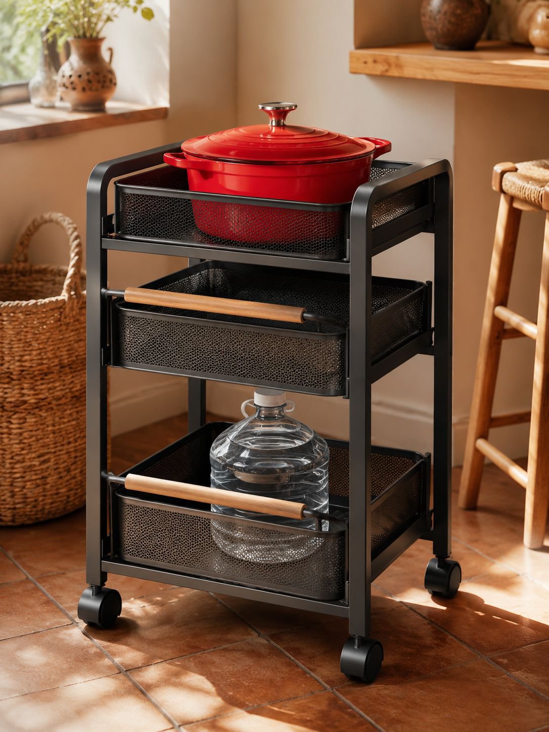 Detalle de cajón con tiradores ergonómicos