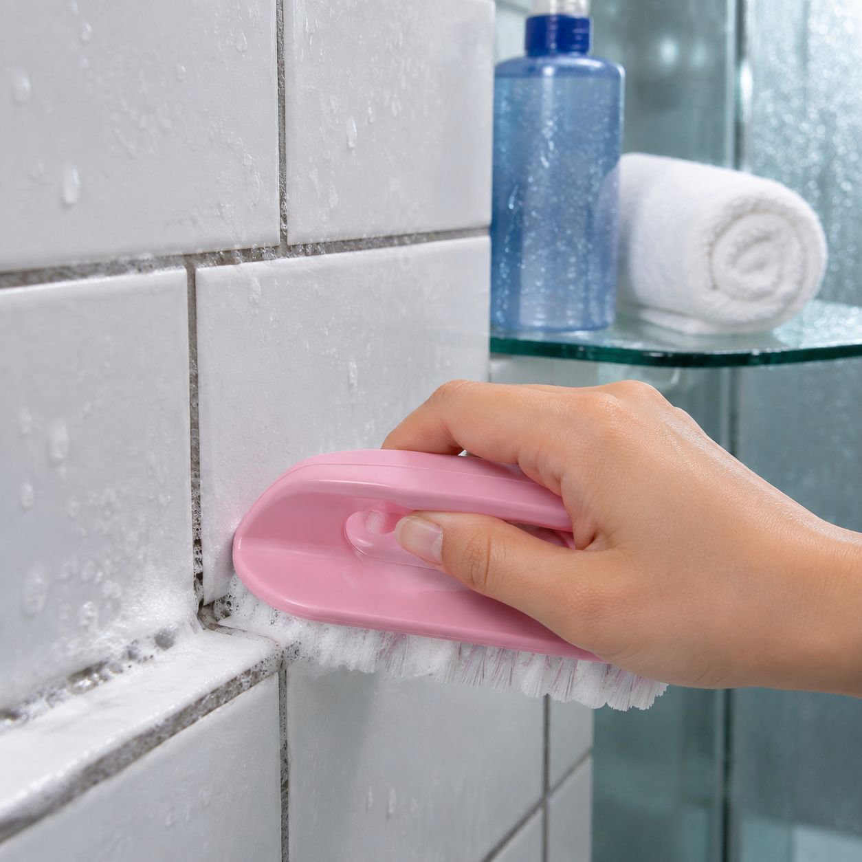 Laundry brush removing tough stains from clothes