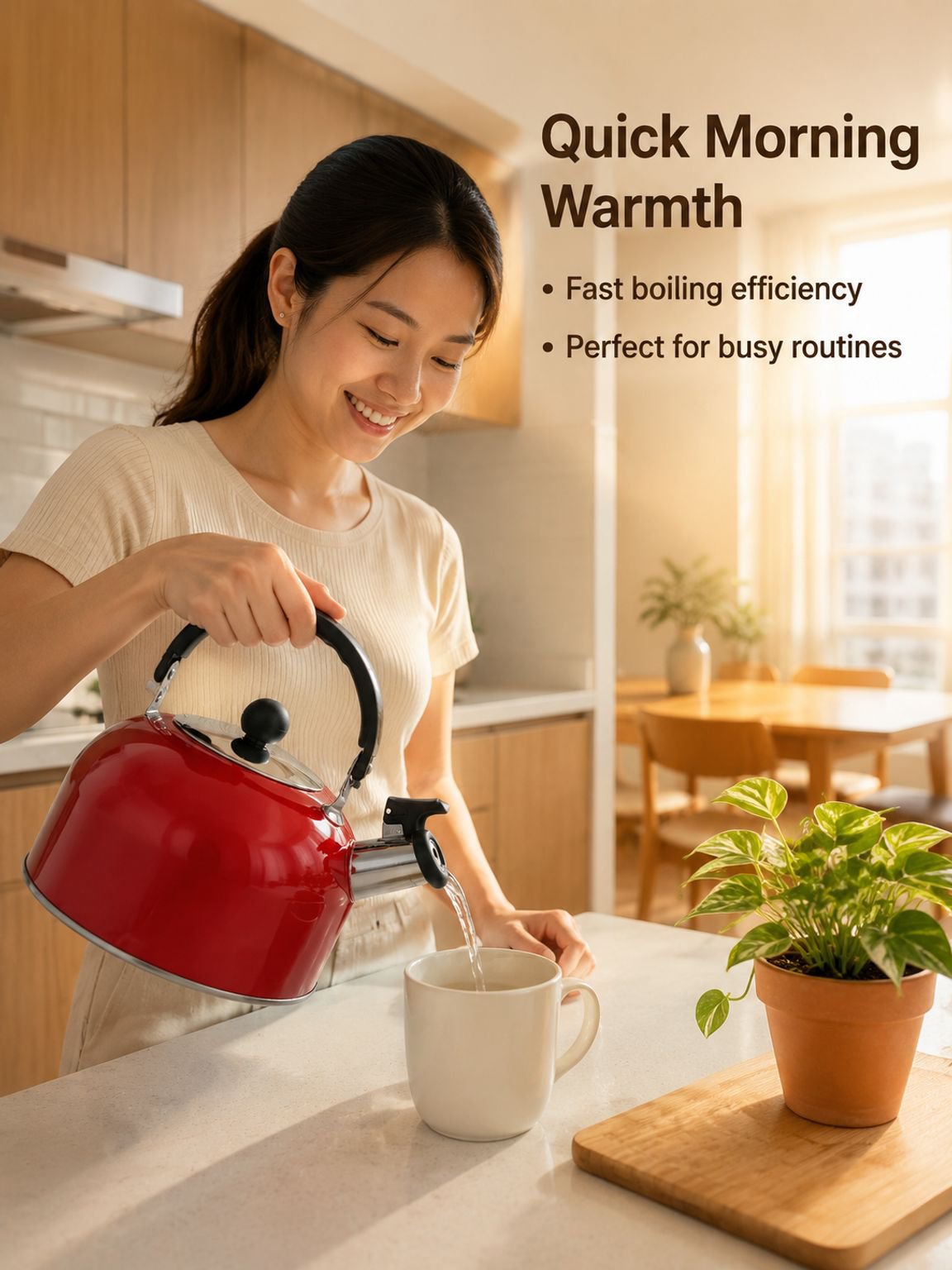 Flat-bottomed stainless steel kettle