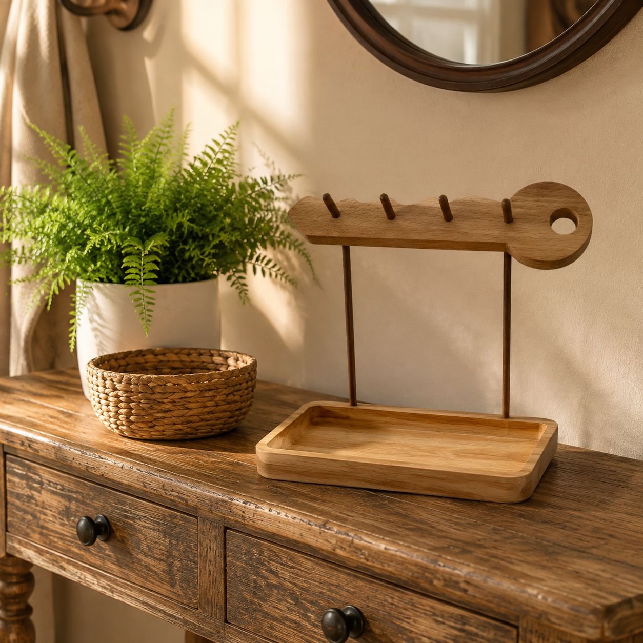 Door Key Storage Ornament Shelf mounted on entryway wall