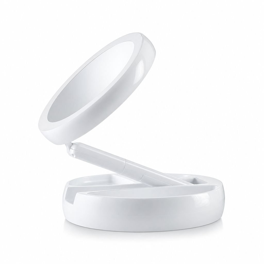 Foldable LED Makeup Mirror Portable Double-Sided Magnifying Rechargeable Lighted Mirror