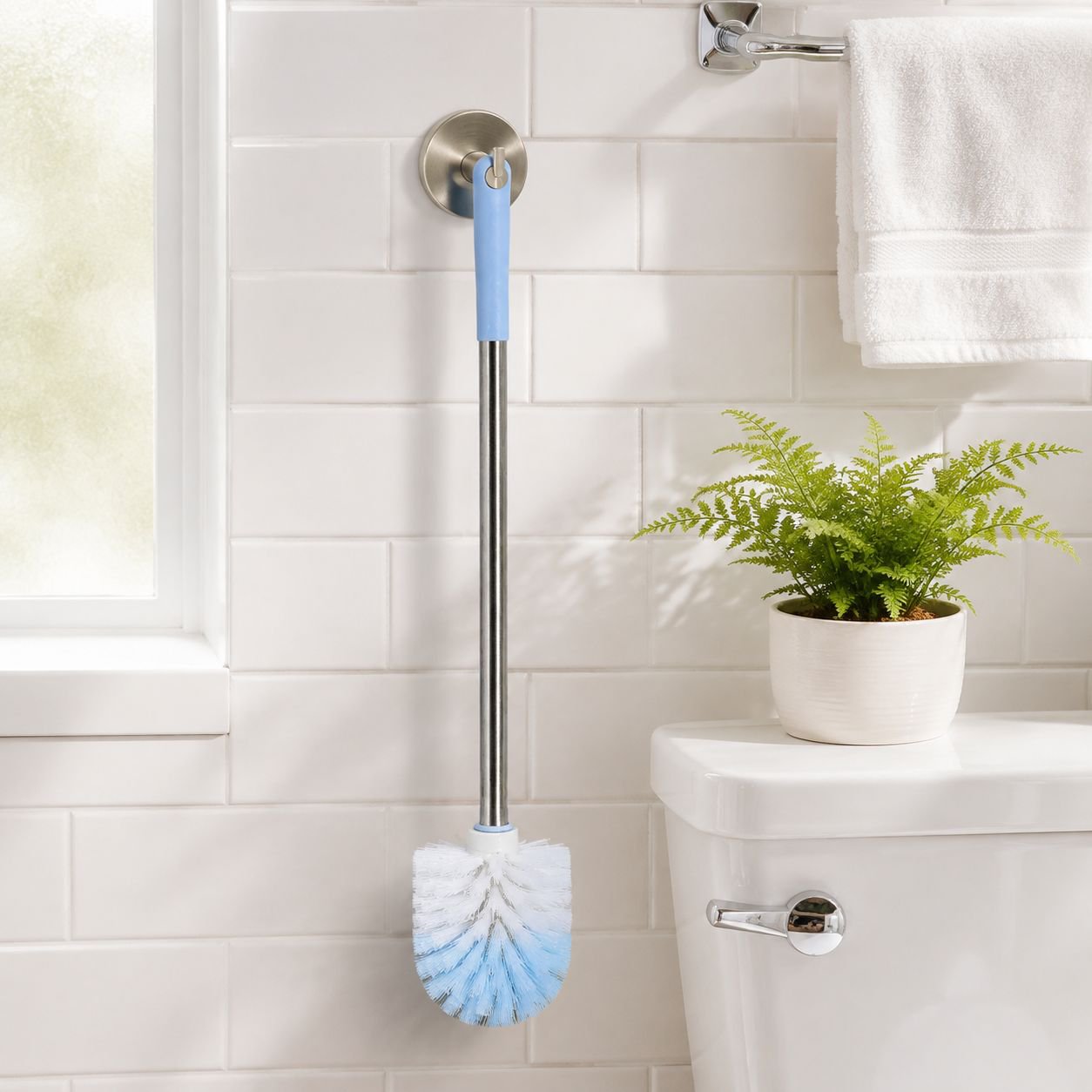 Extended Handle Stainless Steel Toilet Cleaning Brush