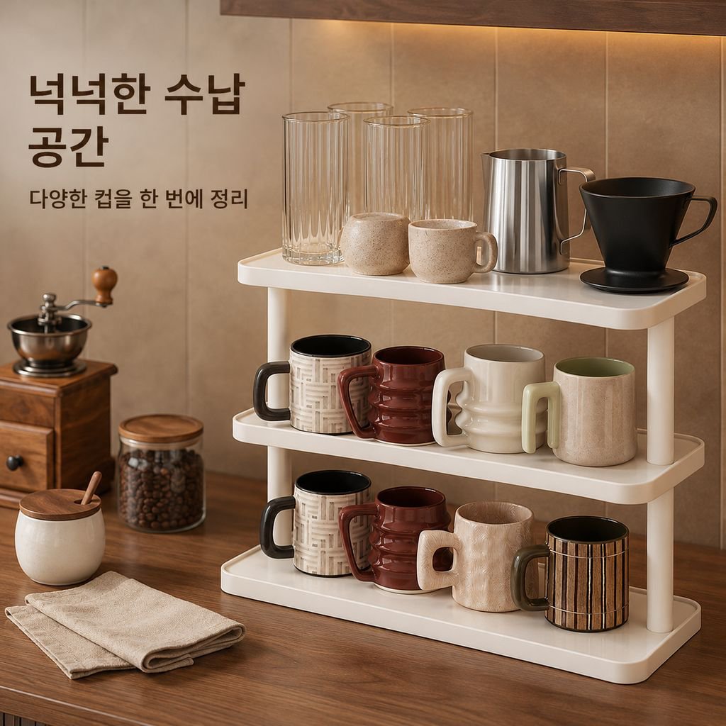 책상용 다단 물컵 거치대