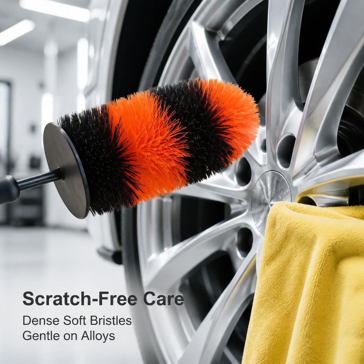 Car wheel cleaning and dust removal soft bristle brush