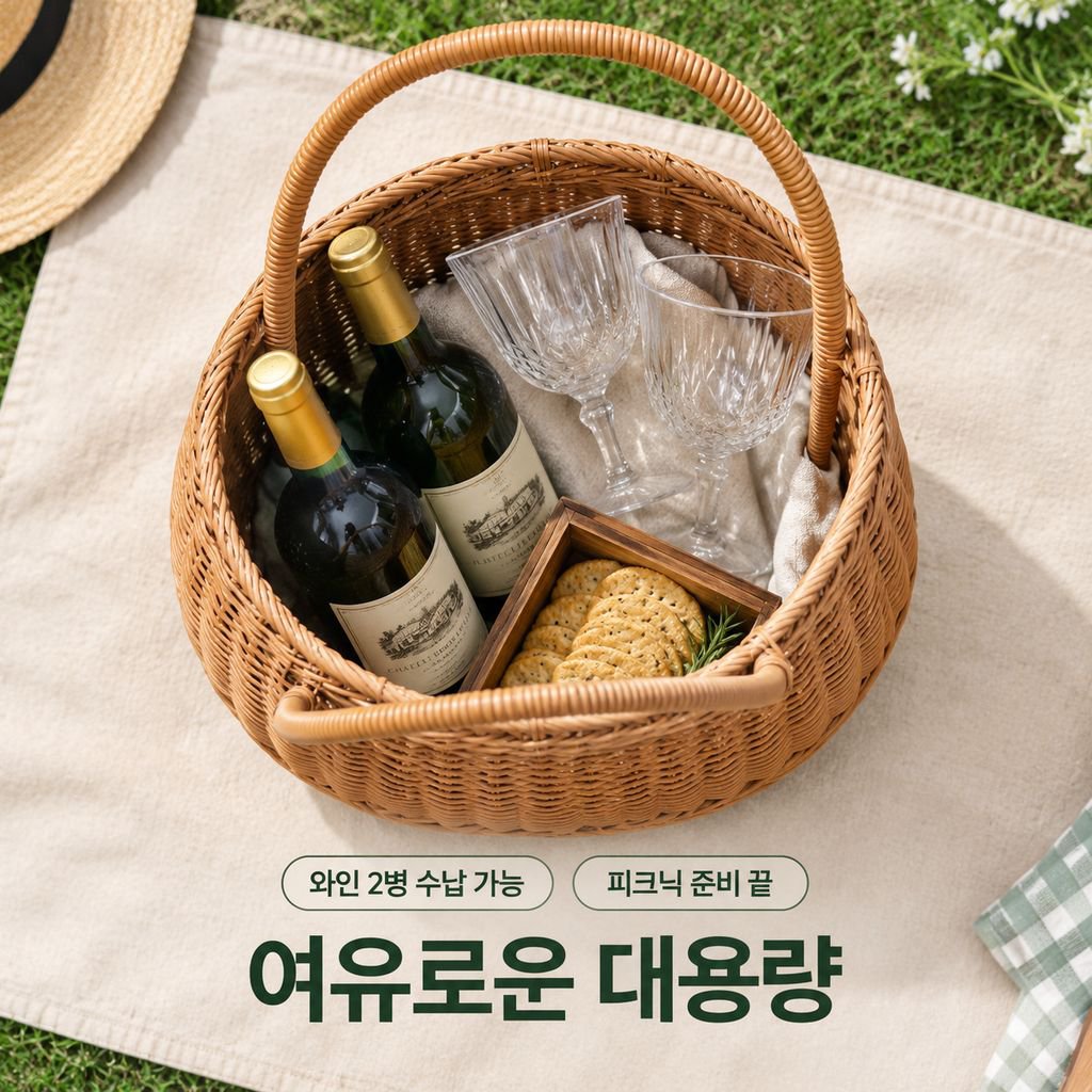 다용도 라탄 수납 바스켓