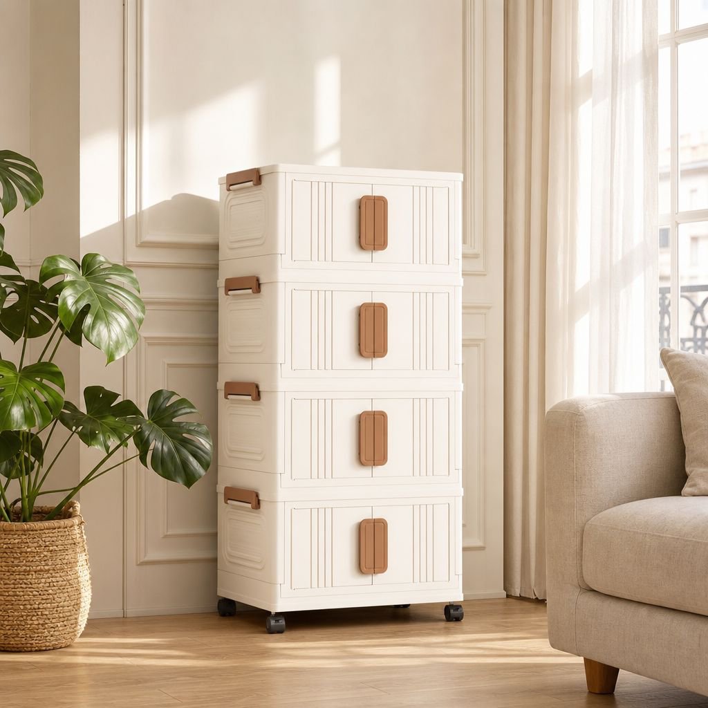 Armoire de rangement mobile en polypropylène pour bureau et maison