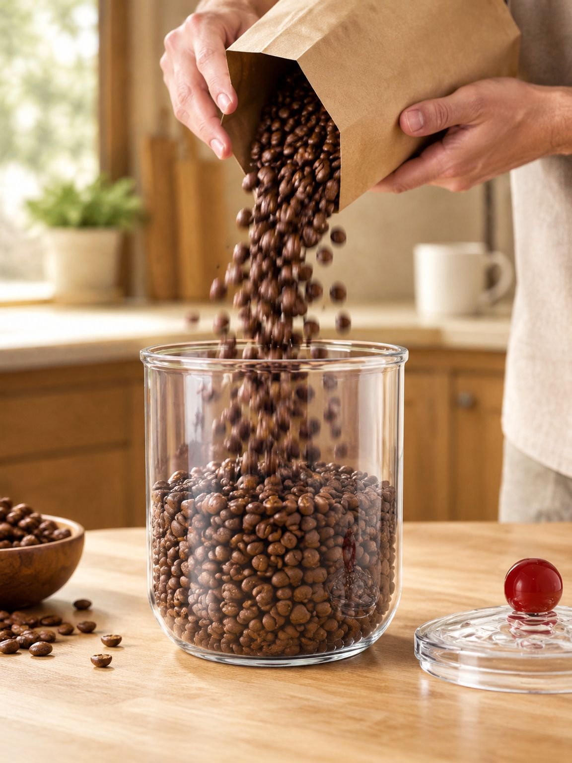 Recipiente para almacenar granos de café