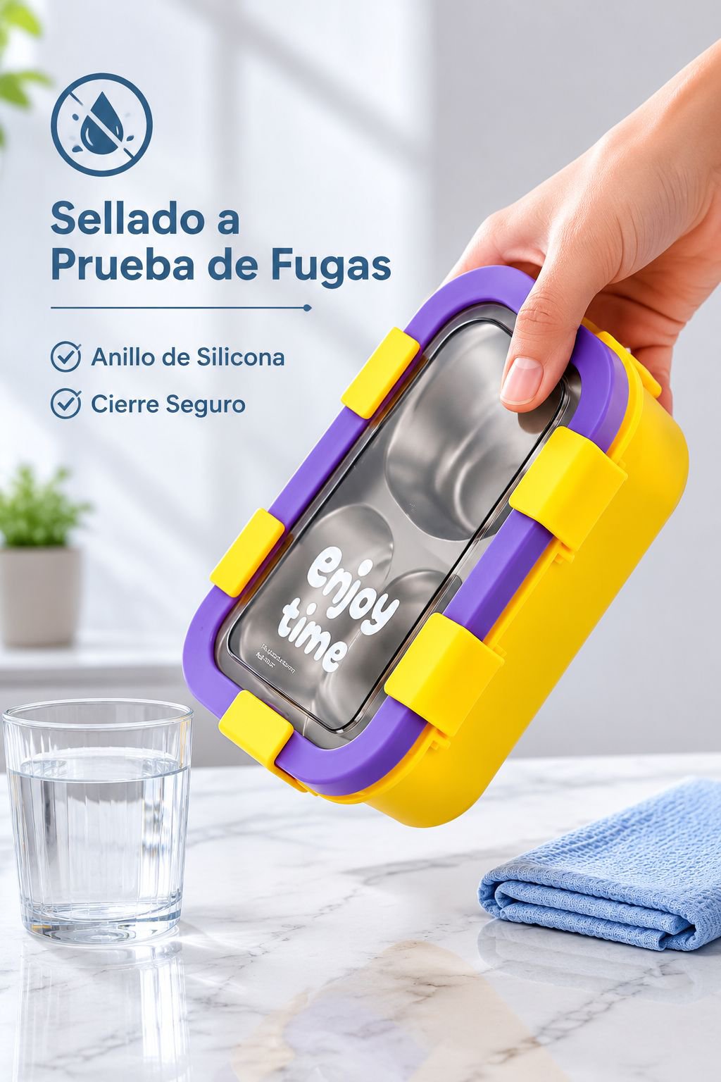 Lonchera térmica portátil de acero inoxidable 304 con compartimentos