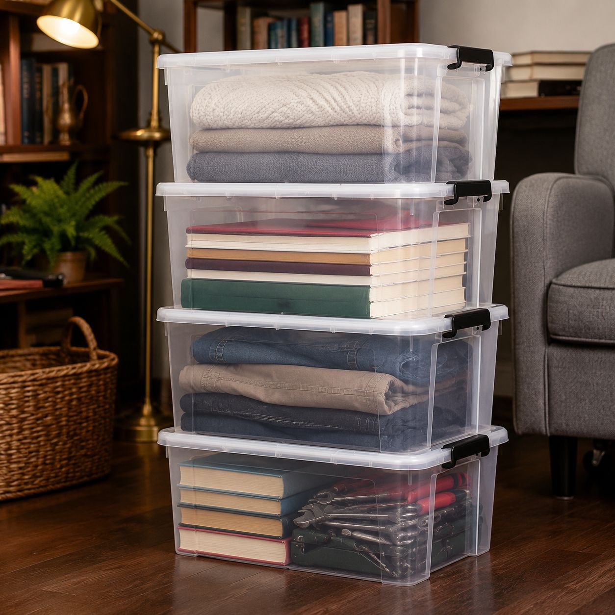 Spacious transparent organizer box for multipurpose use