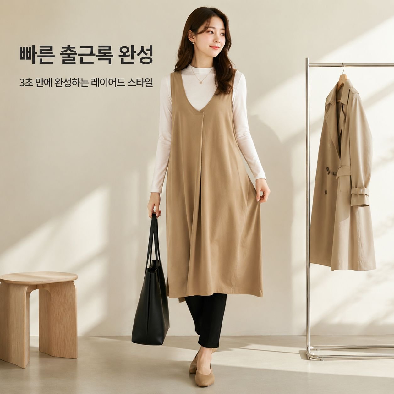 루즈핏 일본풍 민소매 V넥 베스트, 가을겨울 신상 빅사이즈 여성의류, 솔리드 A라인 슬림핏