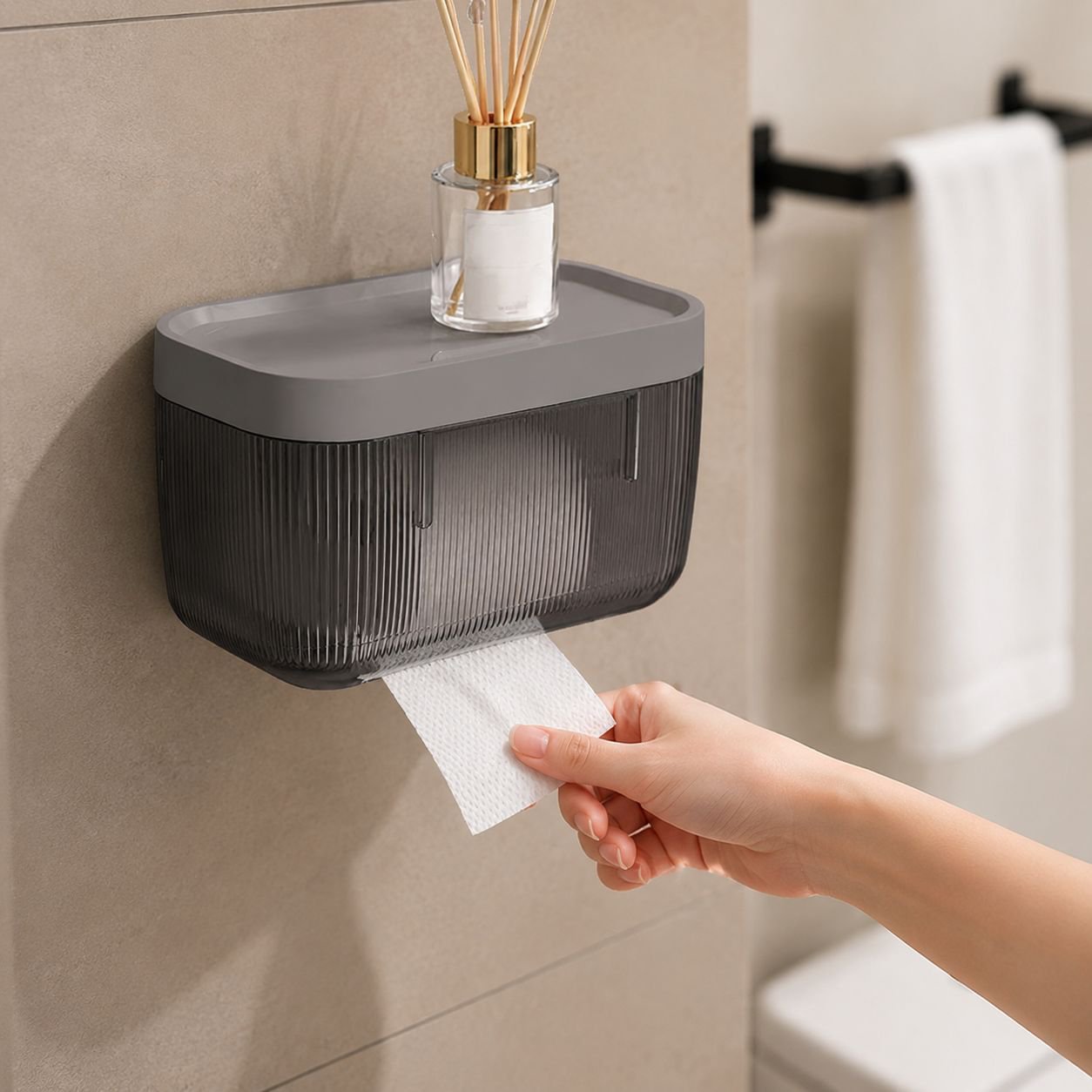 Caja de pañuelos multifuncional para baño