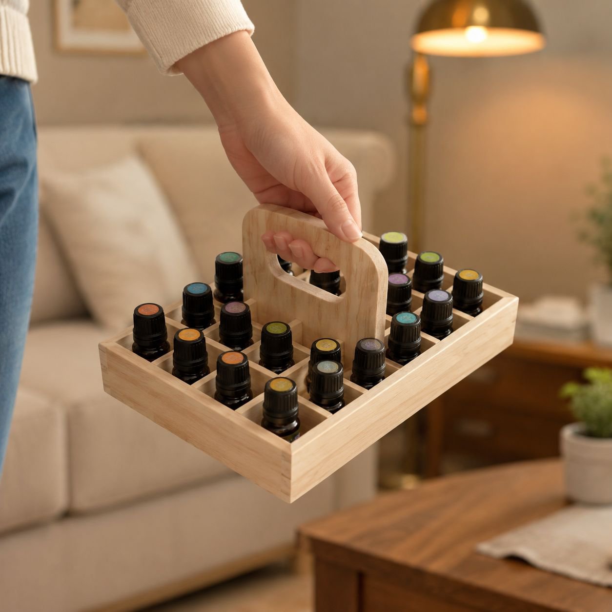 Solid Wood Essential Oil Storage Box Portable dōTERRA Display Stand