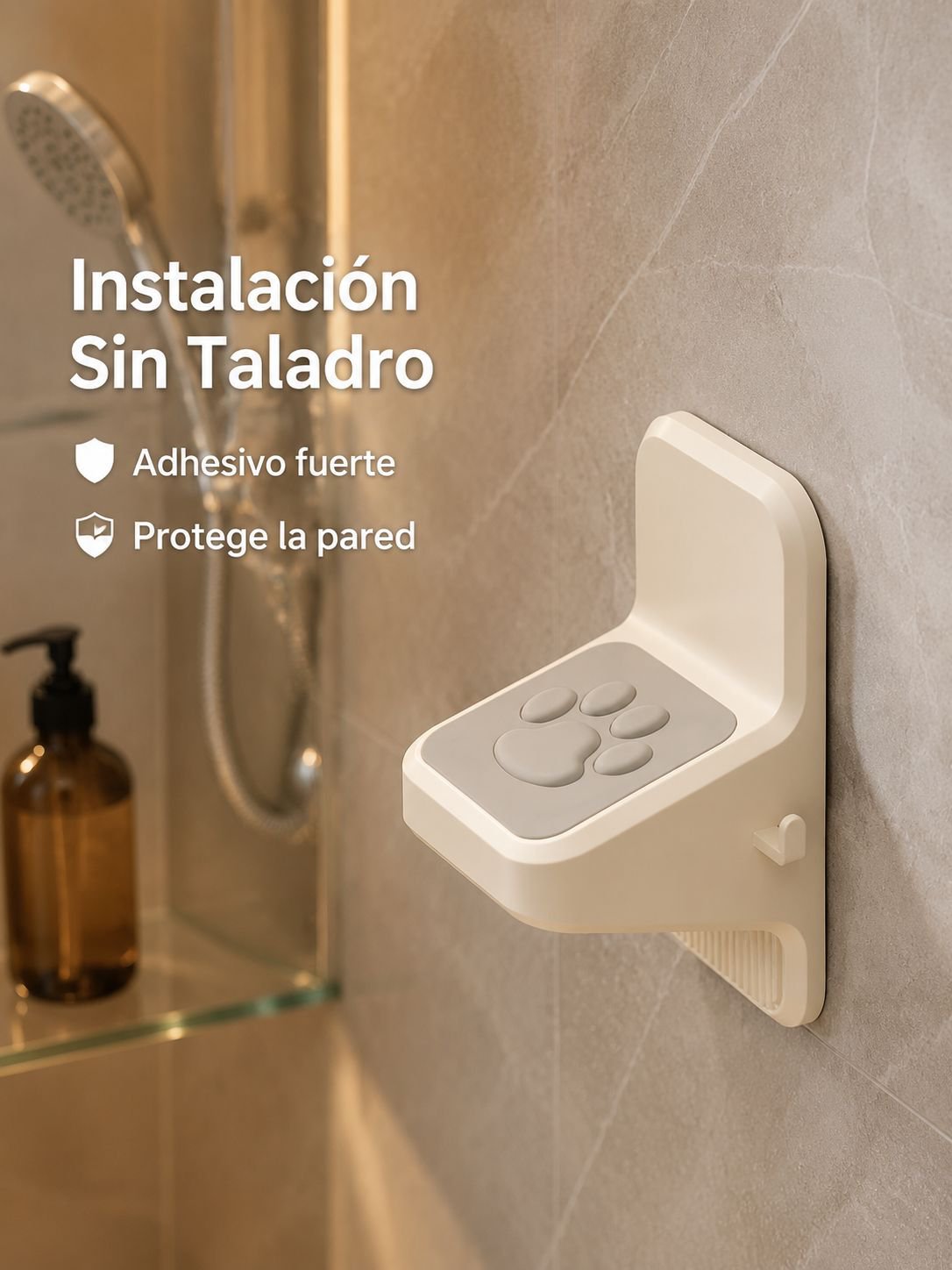Tablero antideslizante para baño, soporte de pie montado en pared, sin necesidad de taladrar