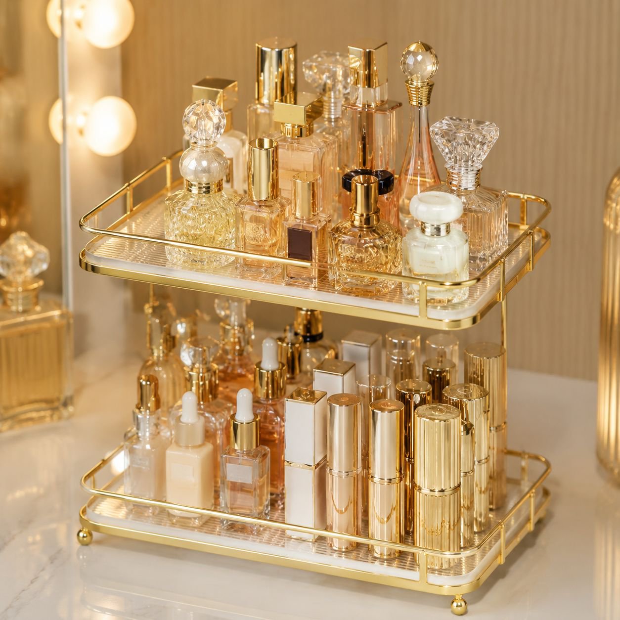 Dressing Table Multi-layer Organizer Rack, Perfume & Bathroom Storage Cup Holder