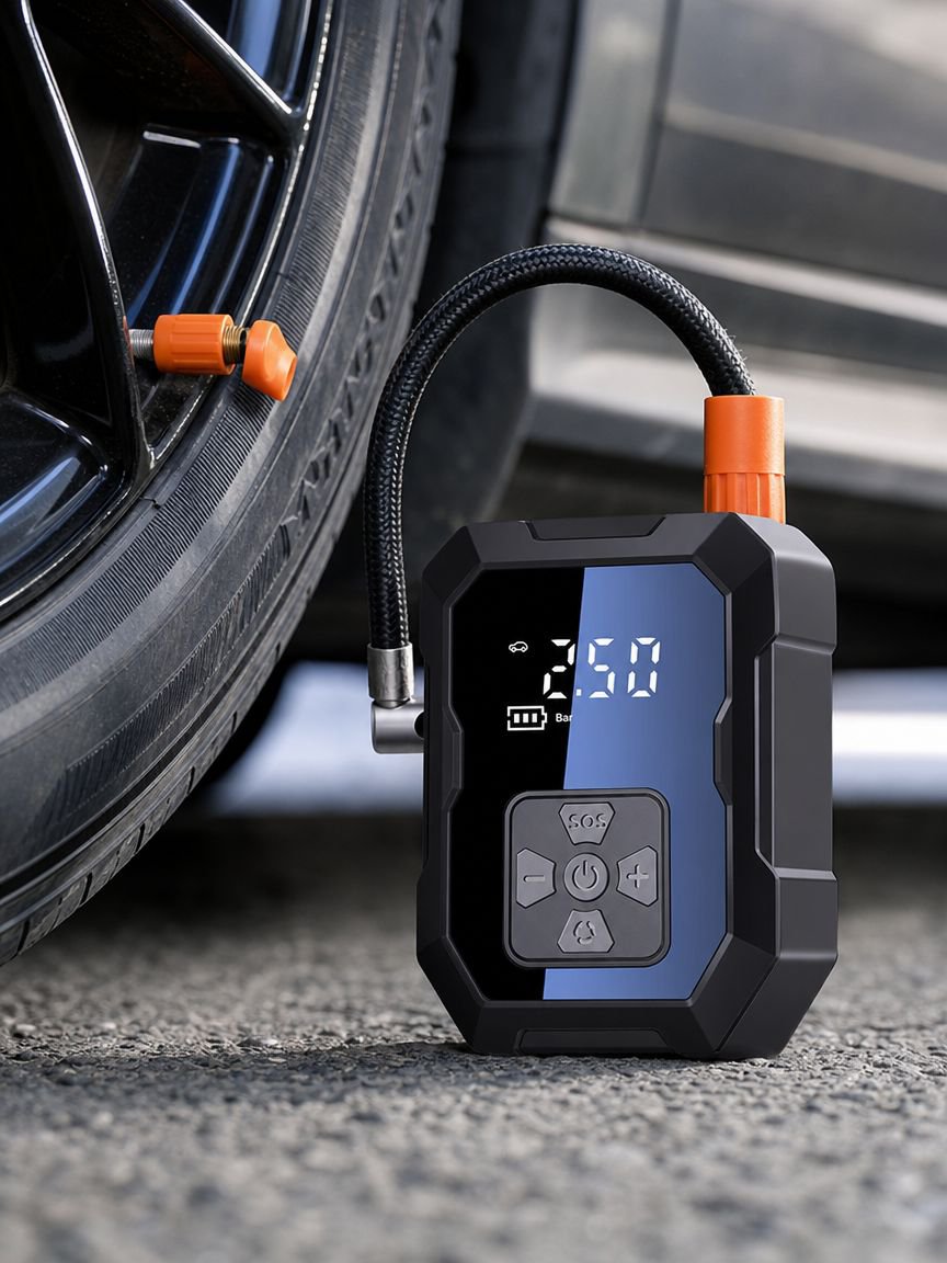 Inflador de neumáticos eléctrico con función de parada automática