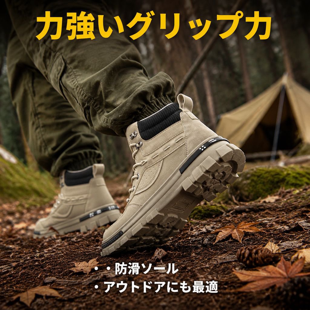 レトロなプラットフォームアンクルブーツ、メンズワークブーツ、ハイカットブーツ