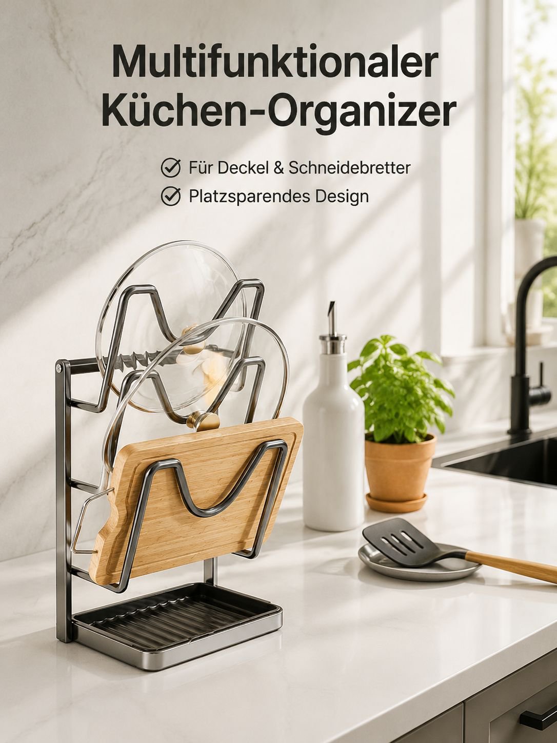 Küchen-Abtropfregal mit Schneidebretthalter