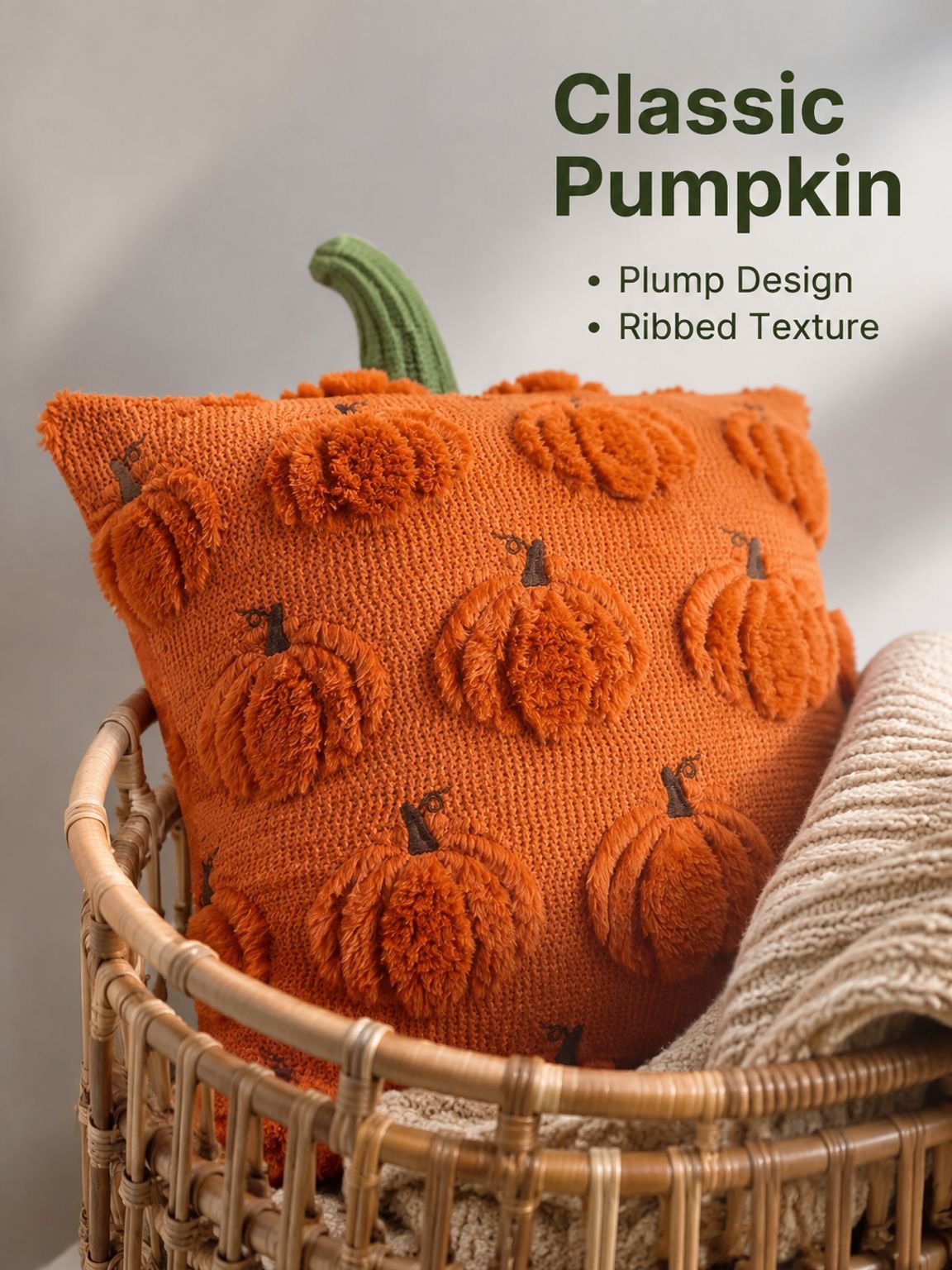 Halloween Pumpkin Ghost Plush Pillow Cover Fun Decor
