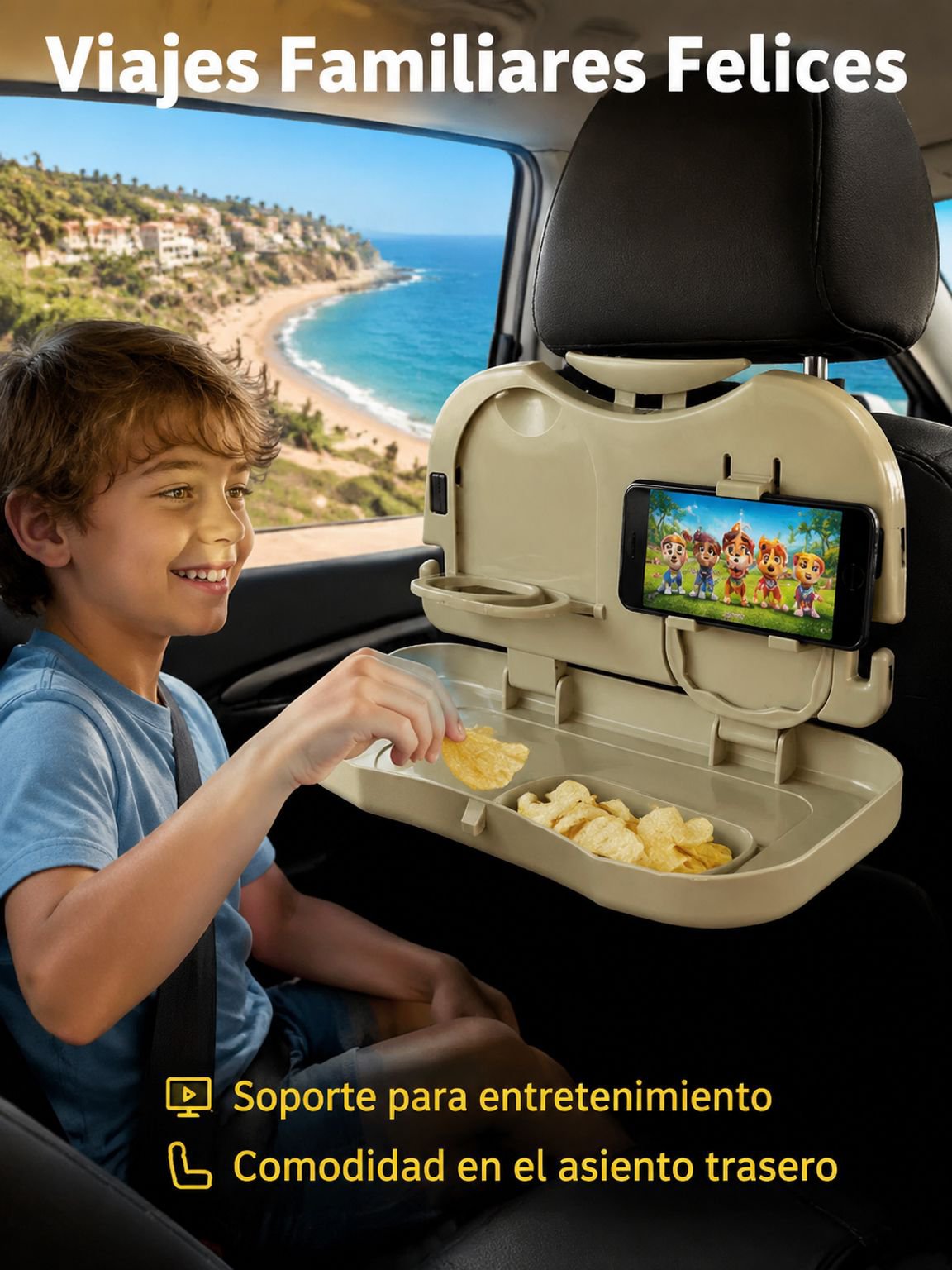 Portavasos plegables en la parte trasera del coche