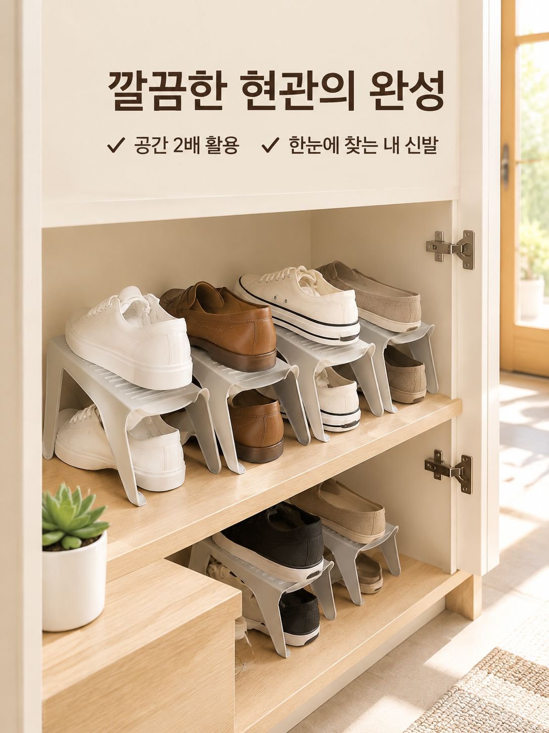심플 이중 일체형 신발 수납장