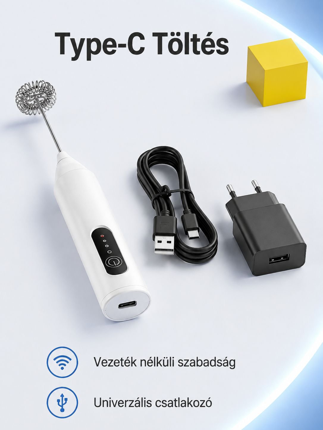 Vezeték nélküli elektromos kézi tejhabosító
