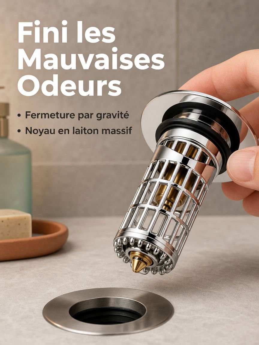 Bonde d'évier anti-odeur à ouverture pop-up