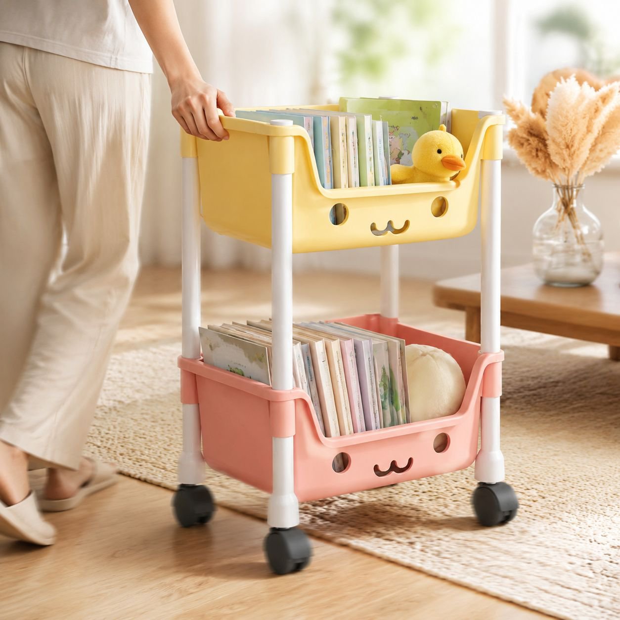 Multi-Layer Mobile Kids Toy Storage Shelf and Bookshelf