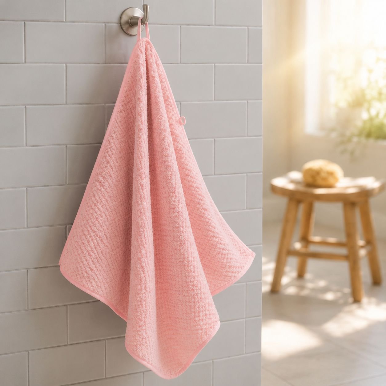 Merbau coral fleece large bath towel 90x170cm for adults