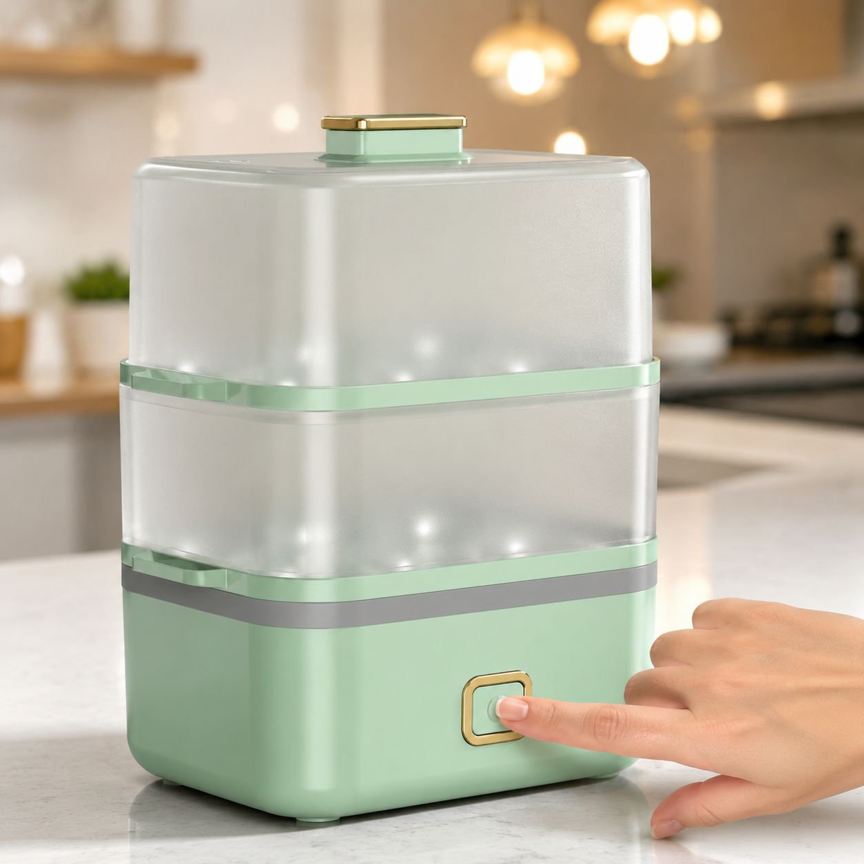 Máquina de desayuno al vapor multifuncional de doble capa para el hogar