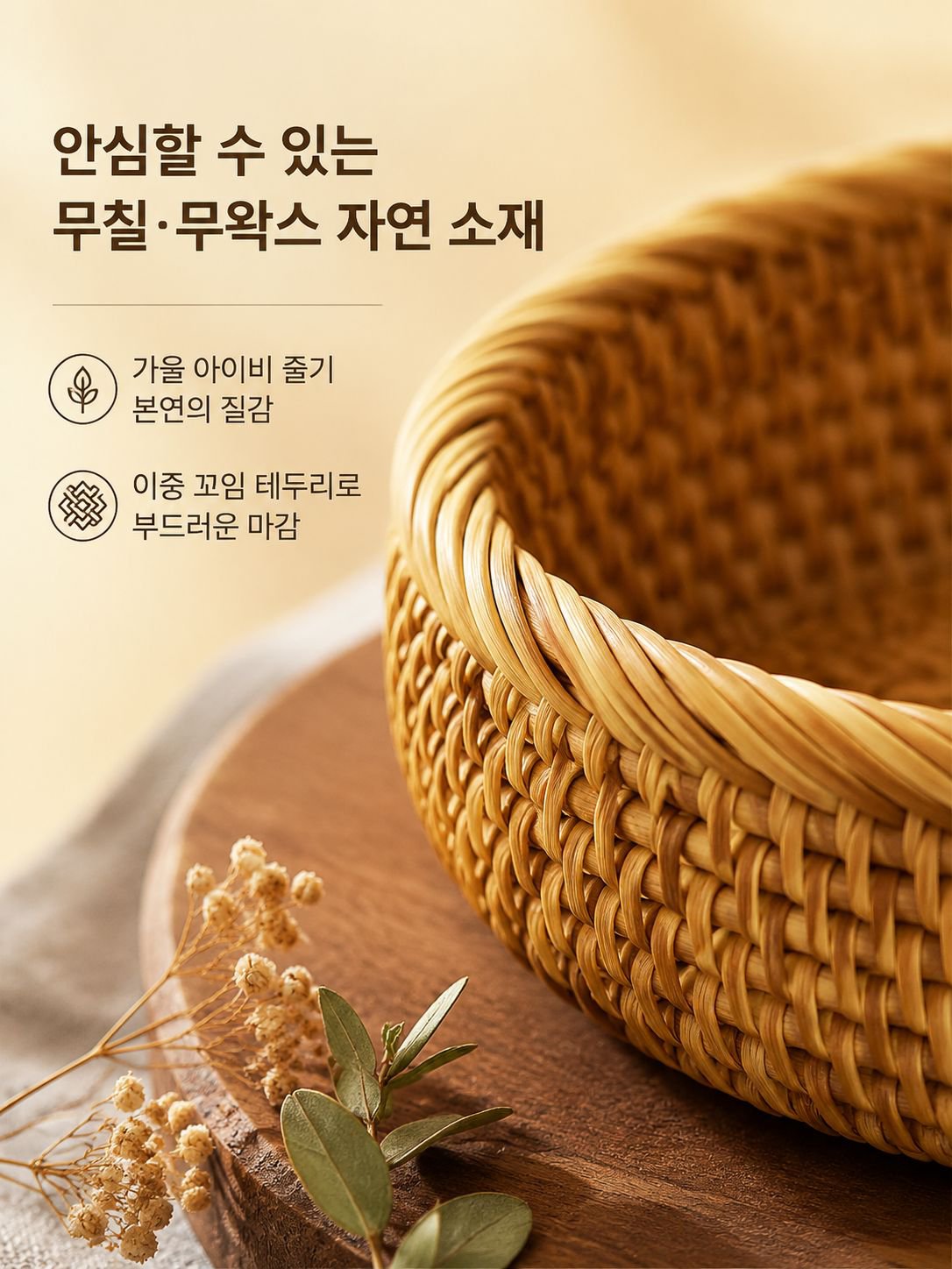 가을 담쟁이덩굴로 엮은 과일 바구니
