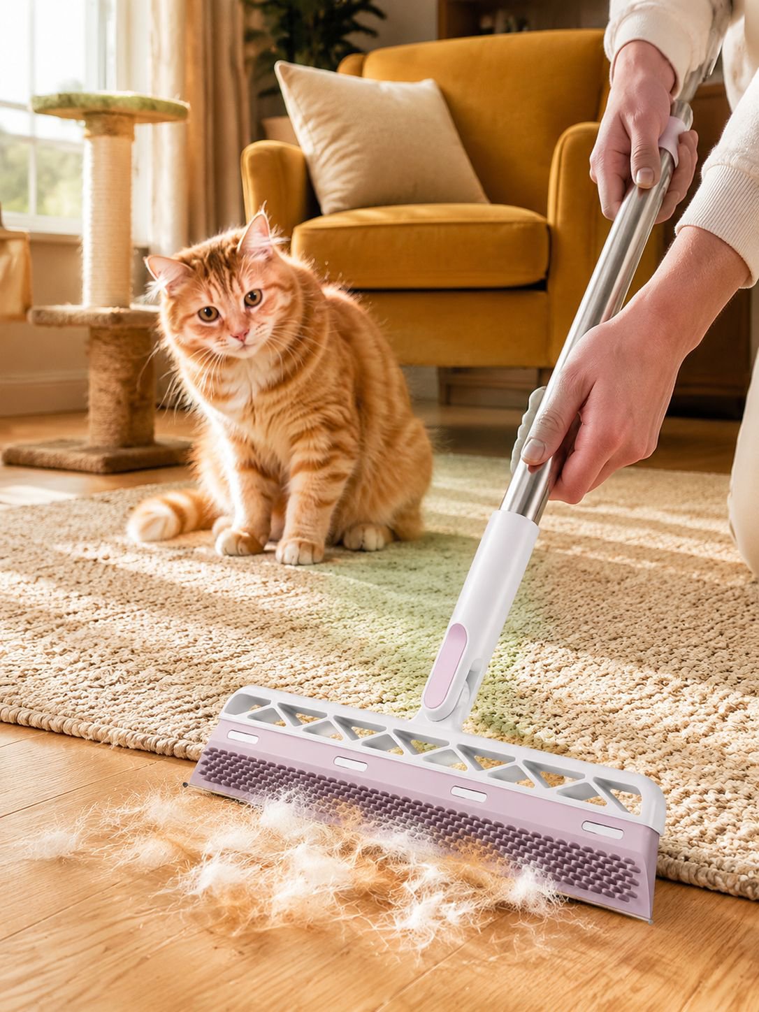 Household broom for sweeping dust, hair, and everyday debris