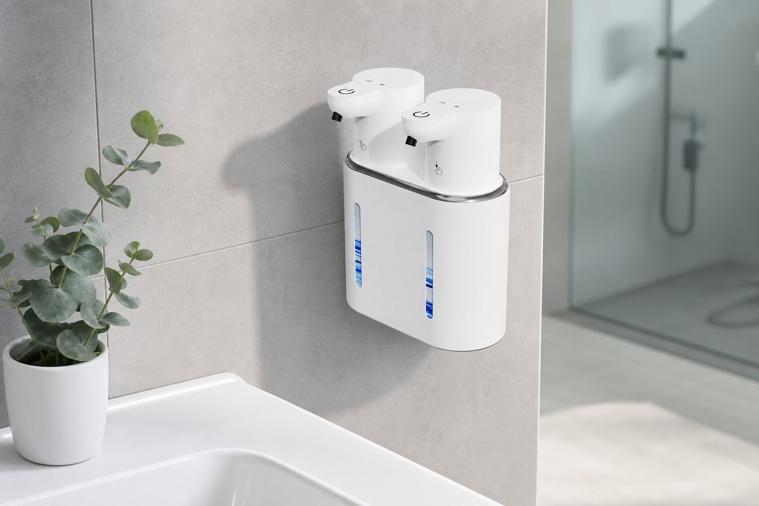 New automatic sensor soap dispenser, electric foam machine, double-headed soap dispenser, wall-mount