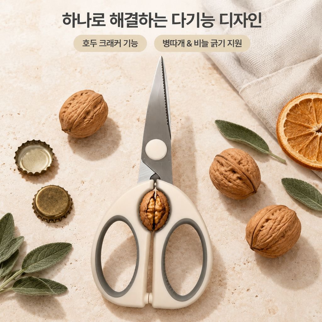 양장 두꺼운 다기능 주방가위 미끄럼방지 안전 가위집 포함 식품등급 스테인리스 가위