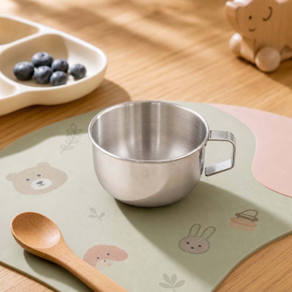Stainless steel baby cup, mini water cup, food grade, household use, toddler cup with handle, anti-s