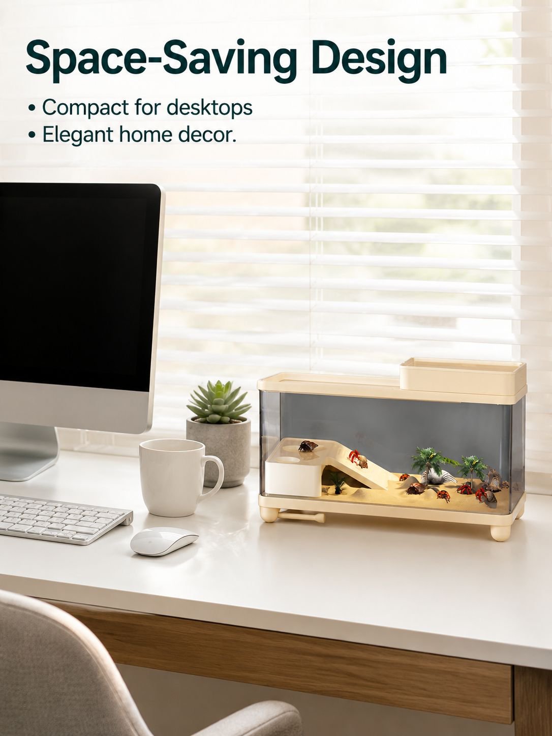 Modern designer turtle and hermit crab tank