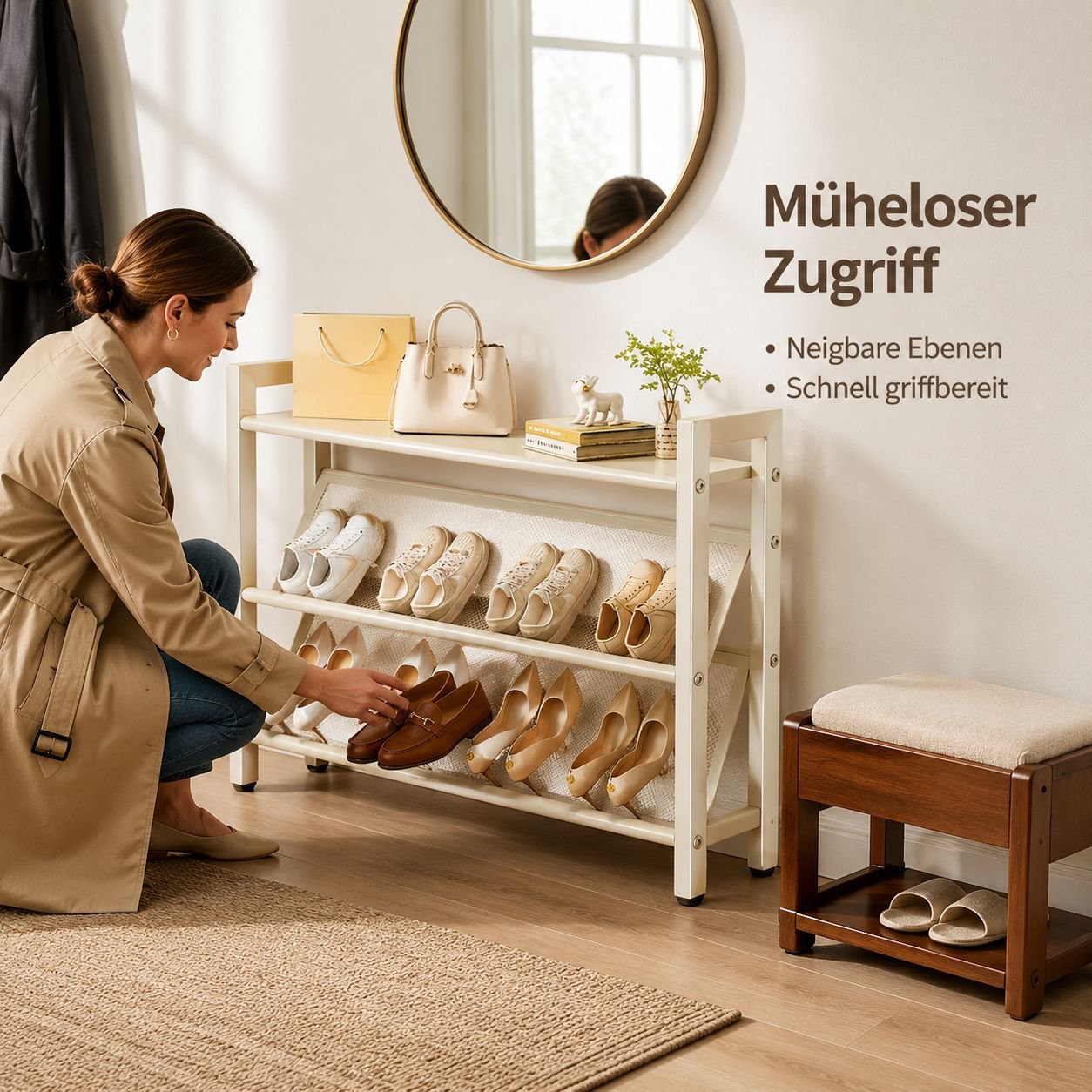Ultradünnes, neigbares, mehrlagiges Schuhregal