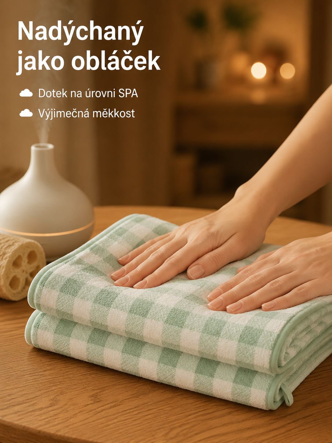 Silný japonský ručník z korálového flísu s kostičkovým vzorem