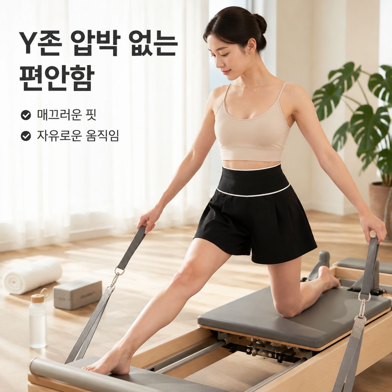 여성 하이웨이스트 탄력 스포츠 쇼츠 요가 팬츠
