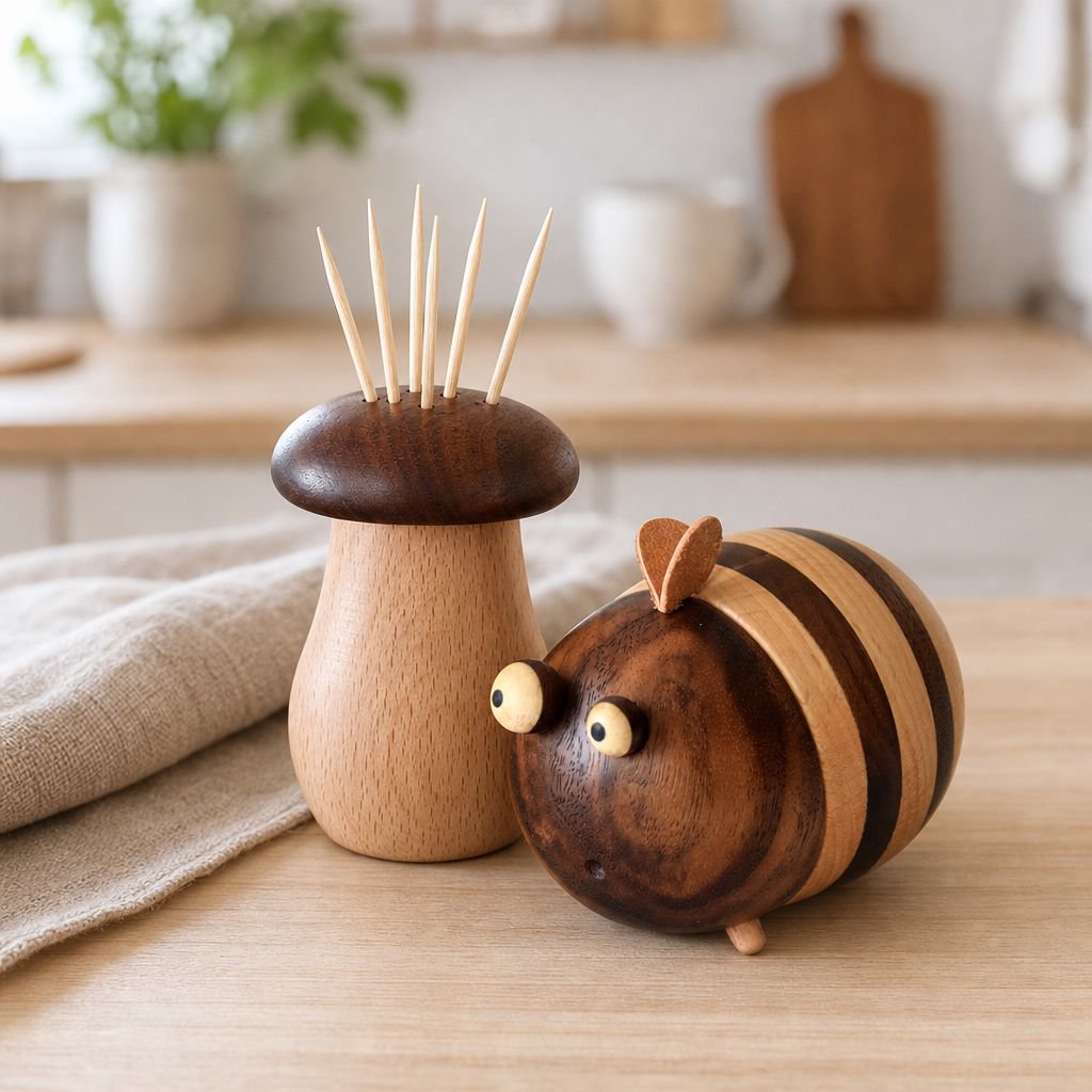 Elegant wooden toothpick holder for living room decor