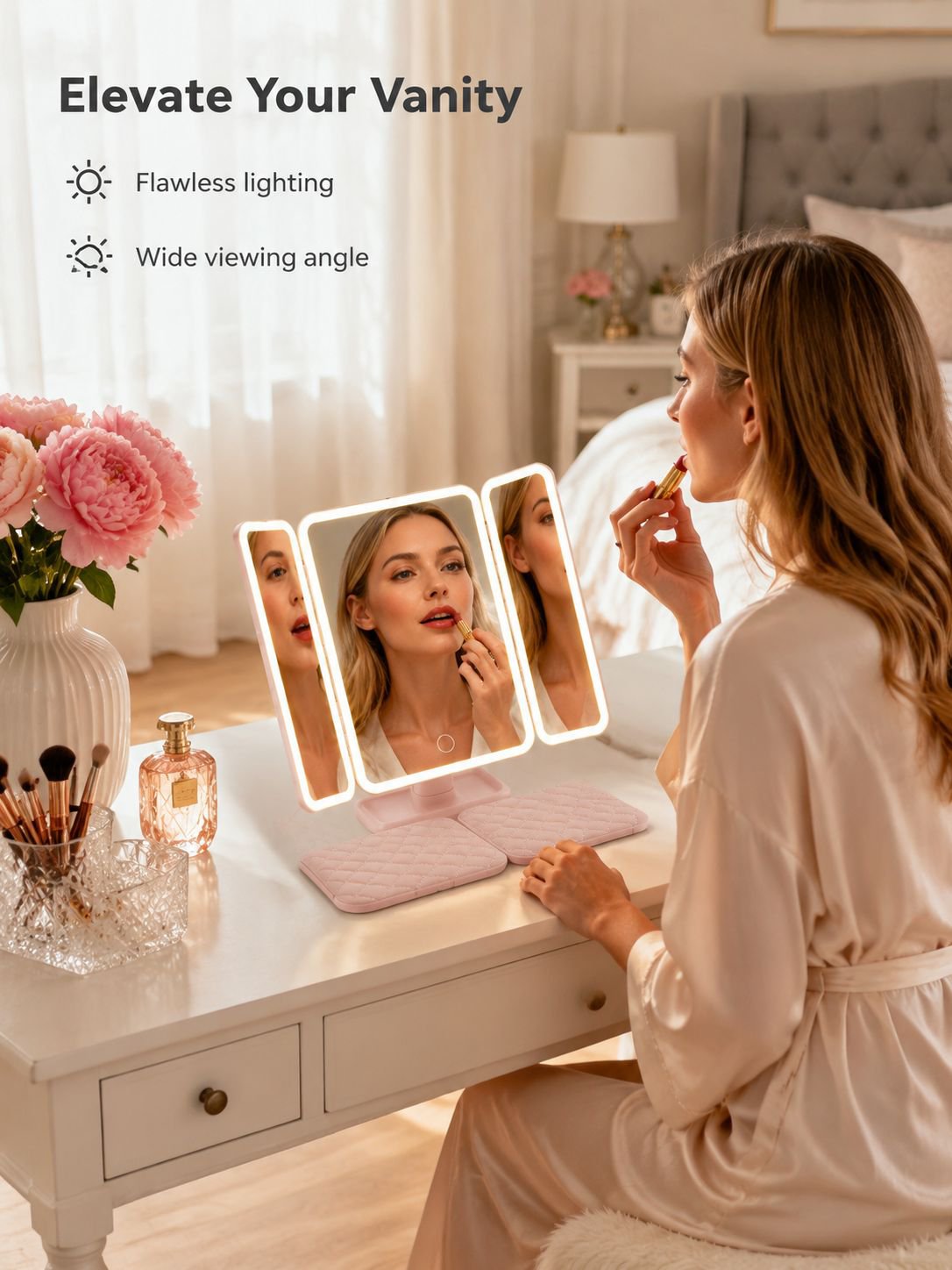 Modern Simple Double-Open Dressing Mirror for Women Bedroom