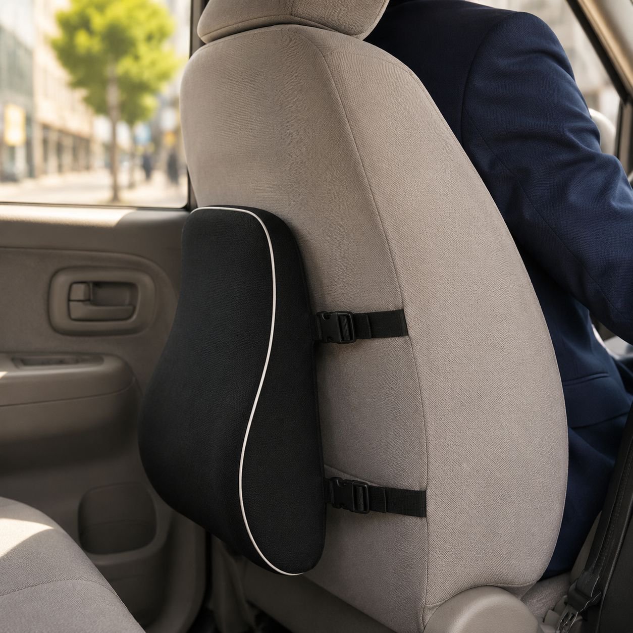 メモリーフォーム製ランバーサポート、低反発ランバーピロー、車やオフィス用の大型背もたれクッション。パッケージと梱包もご用意しております。