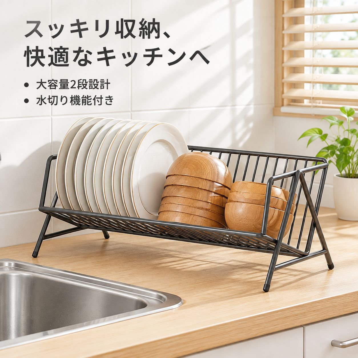 キッチンカウンター用食器ラック