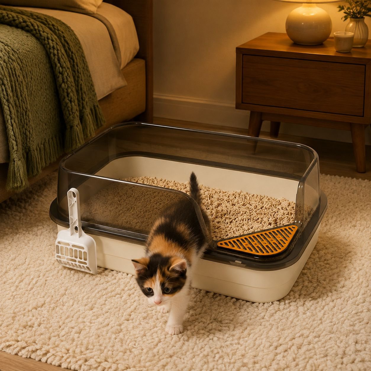 Extra Large Semi-Enclosed Splash-Proof Cat Litter Box