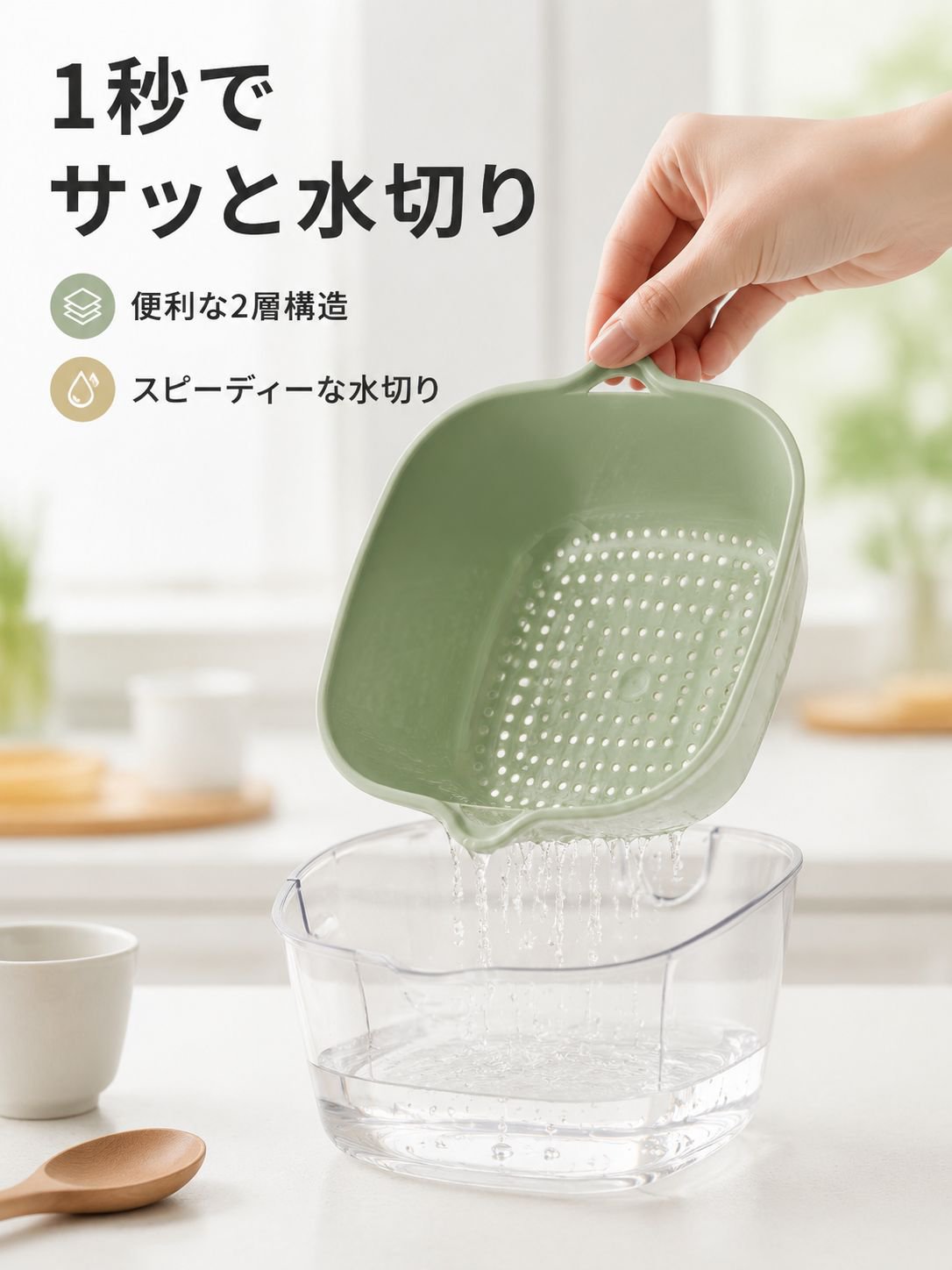 家庭用二重厚手キッチン水切り野菜バスケット