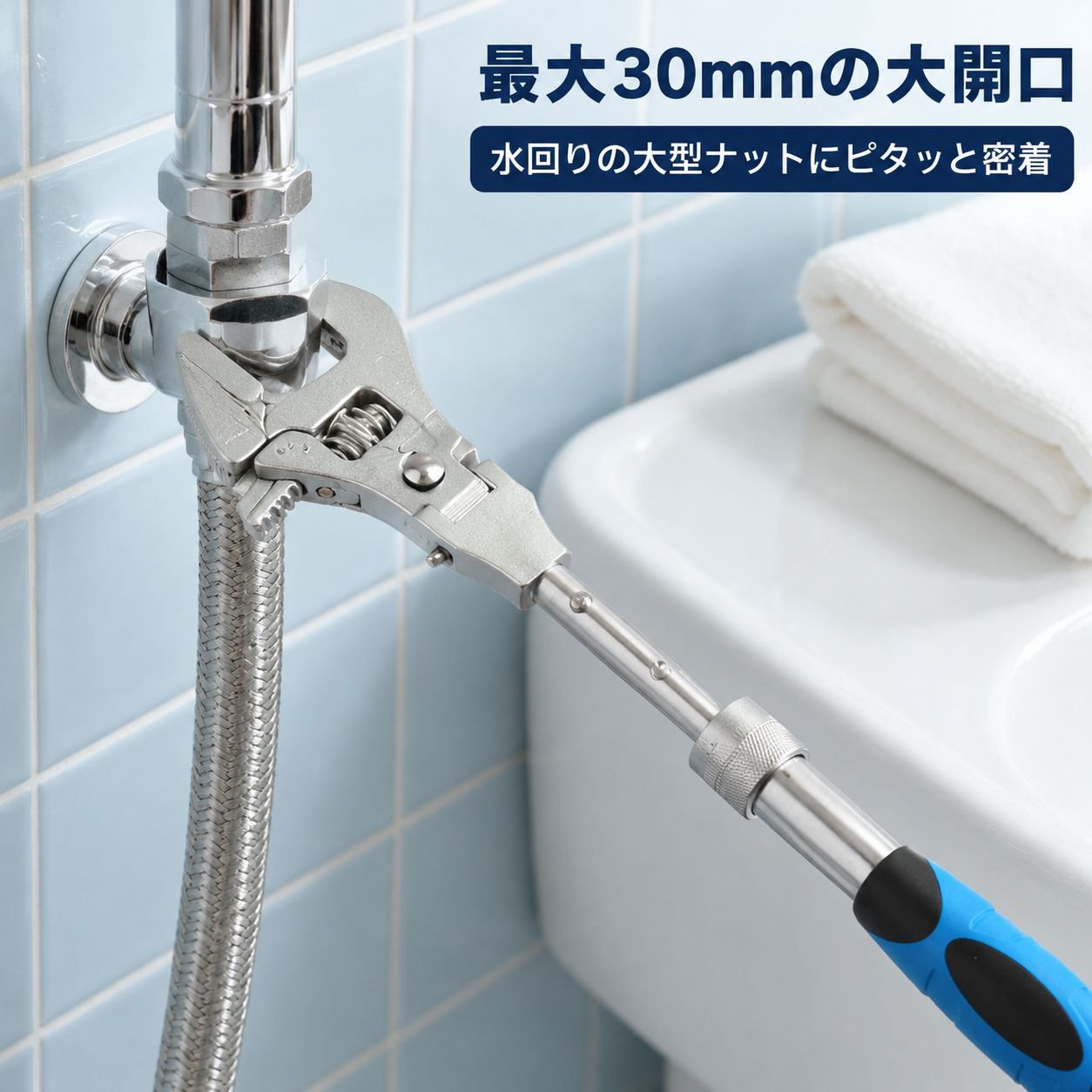 10インチ多機能折りたたみラチェットレンチ バスルーム・エアコン専用伸縮モンキーレンチ