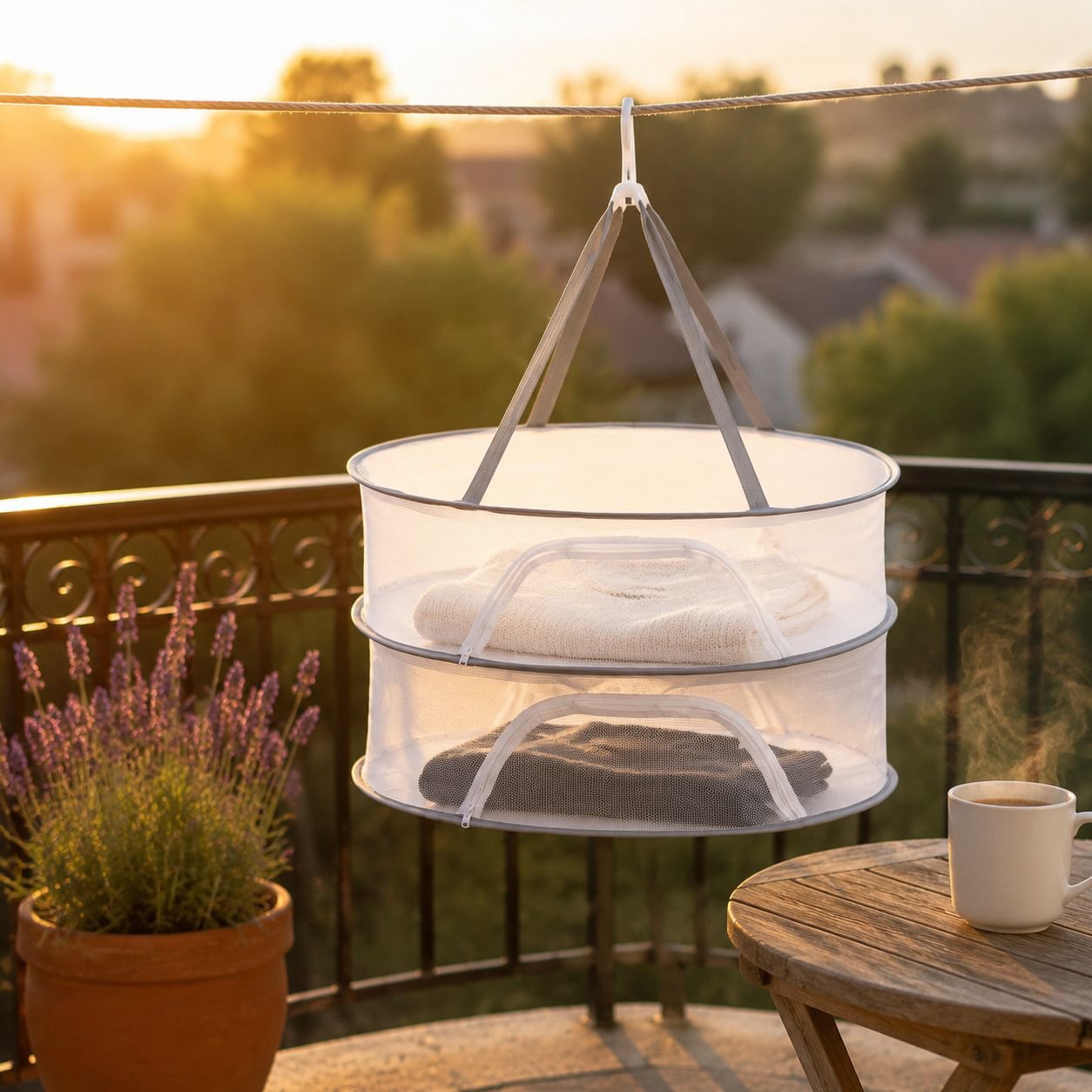 Lightweight and foldable drying basket for travel