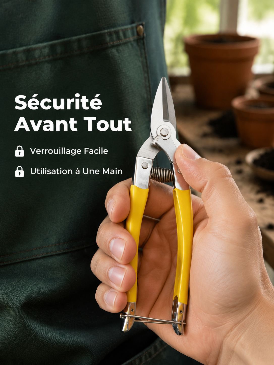 Ciseaux d'élagage de jardin en acier inoxydable, poignée antidérapante, outil professionnel