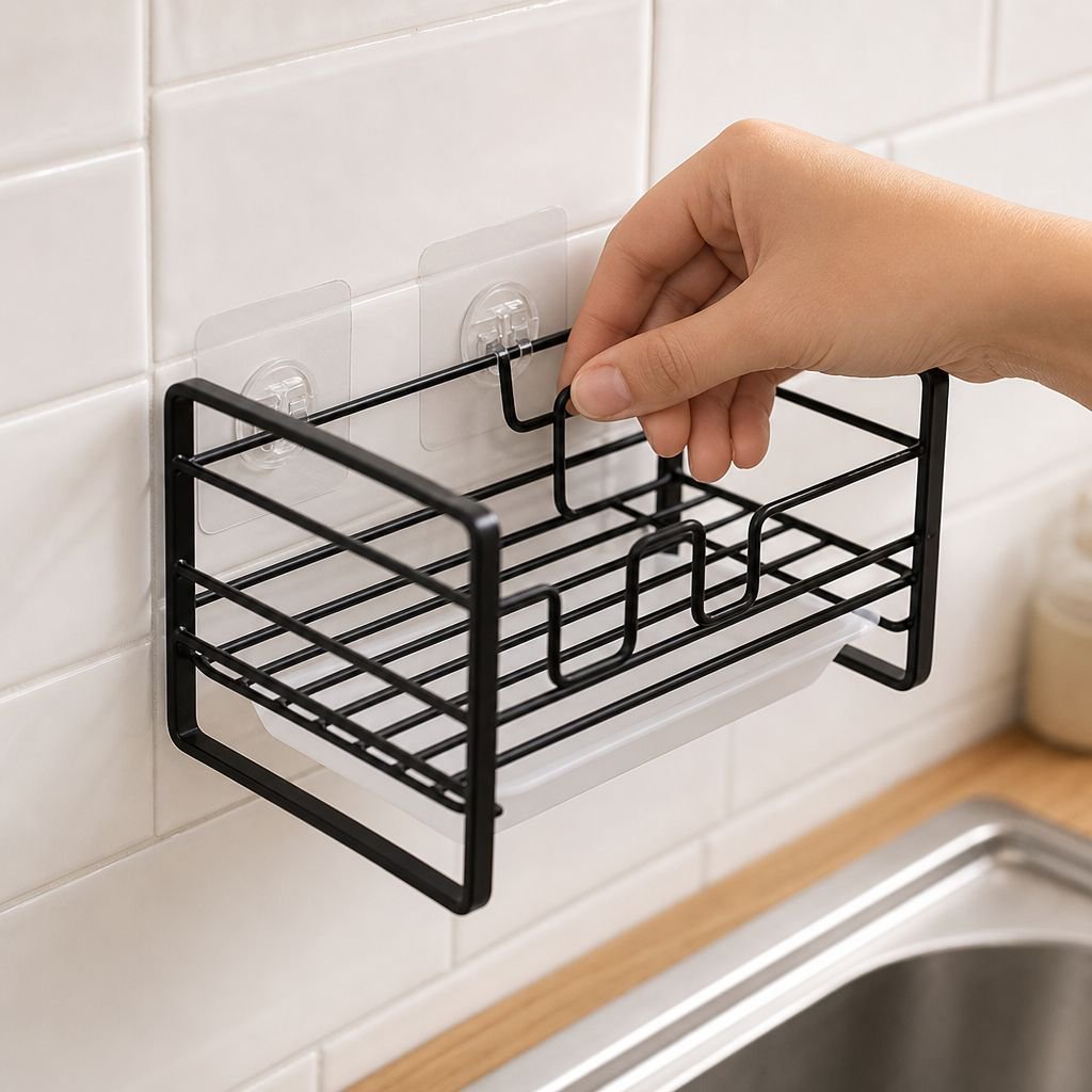 Versatile kitchen sink organizer for multiple cleaning items