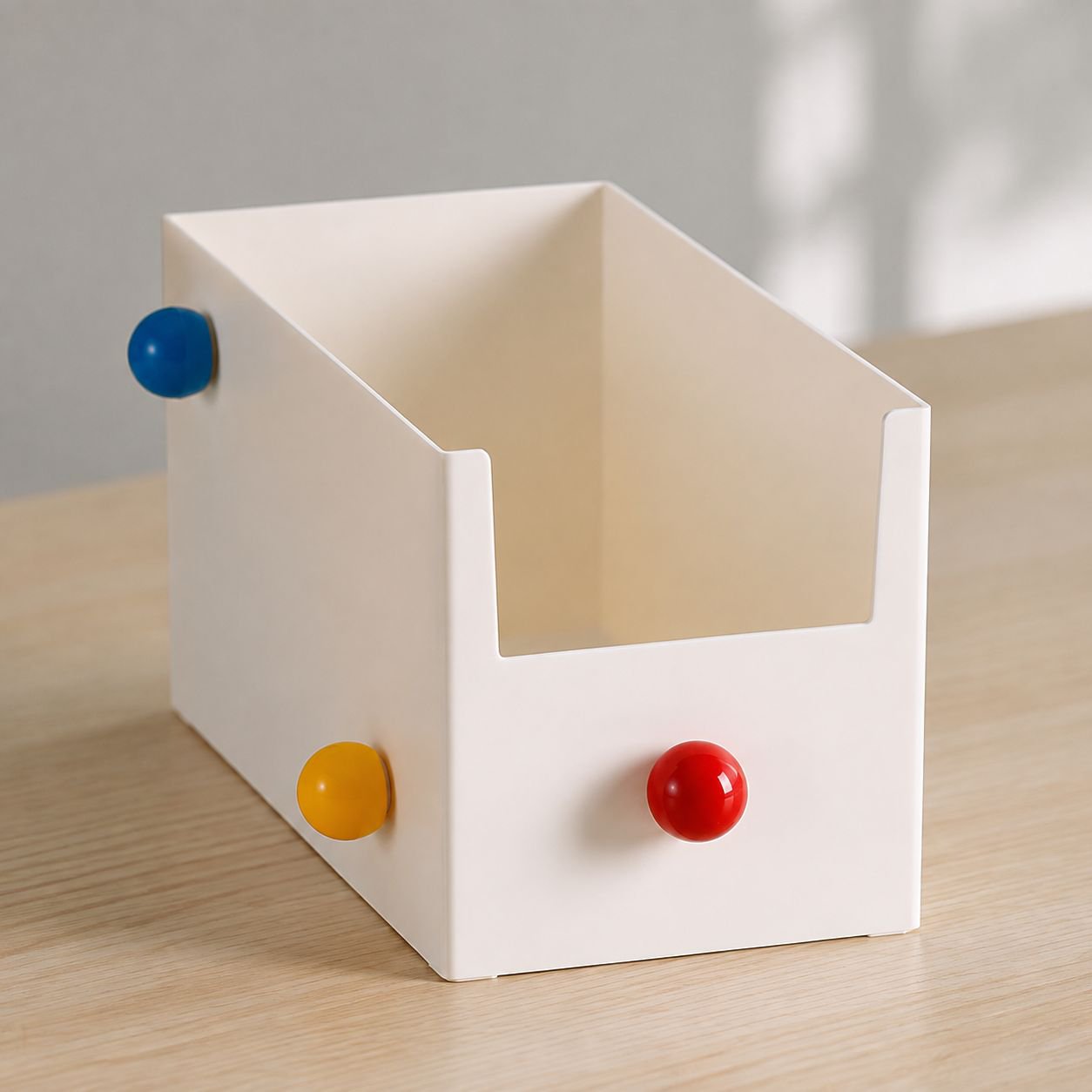 Colorful stationery organizer placed on office desk