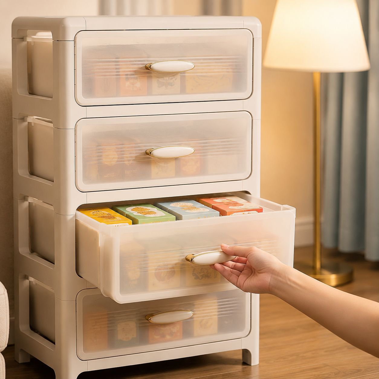 Multi-layer Snack Organizer Drawer Cabinet for Living Room